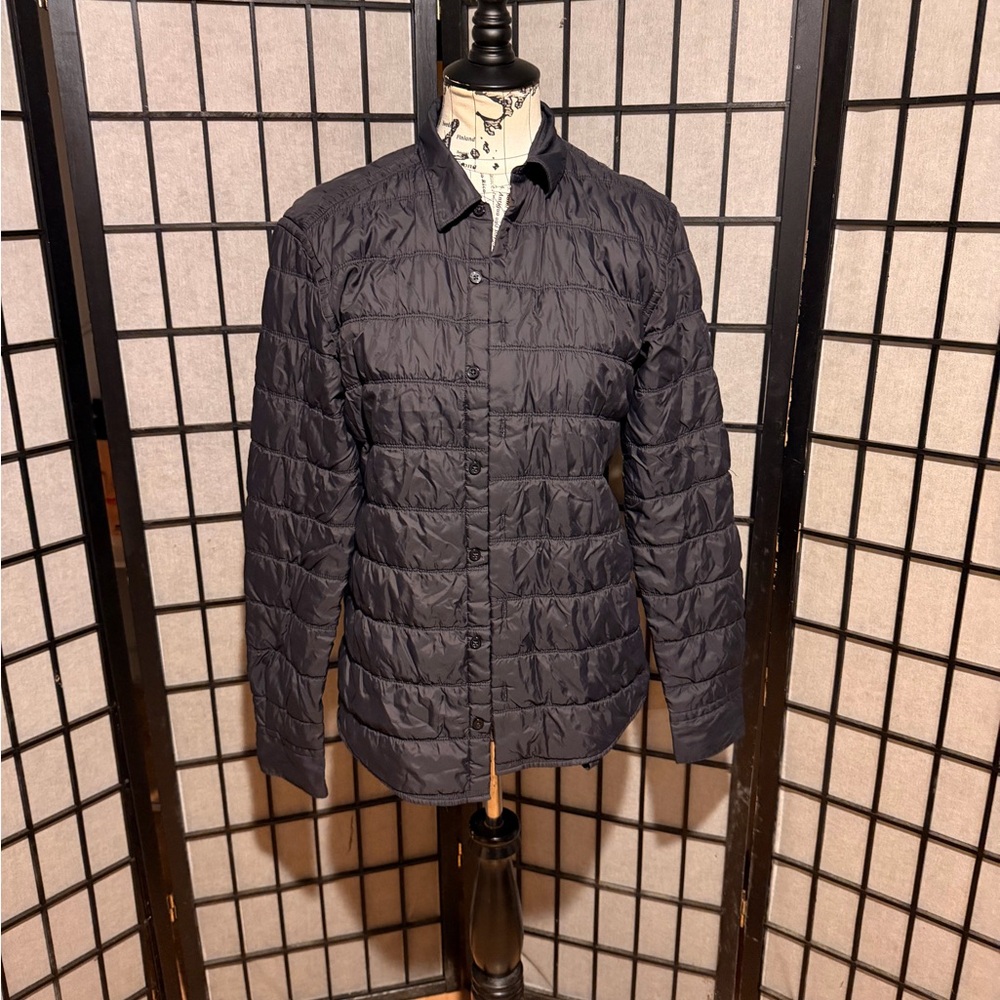 Hugo Boss Slim Fit Quilt button Men's navy Quilted shirt Jacket M lightweight